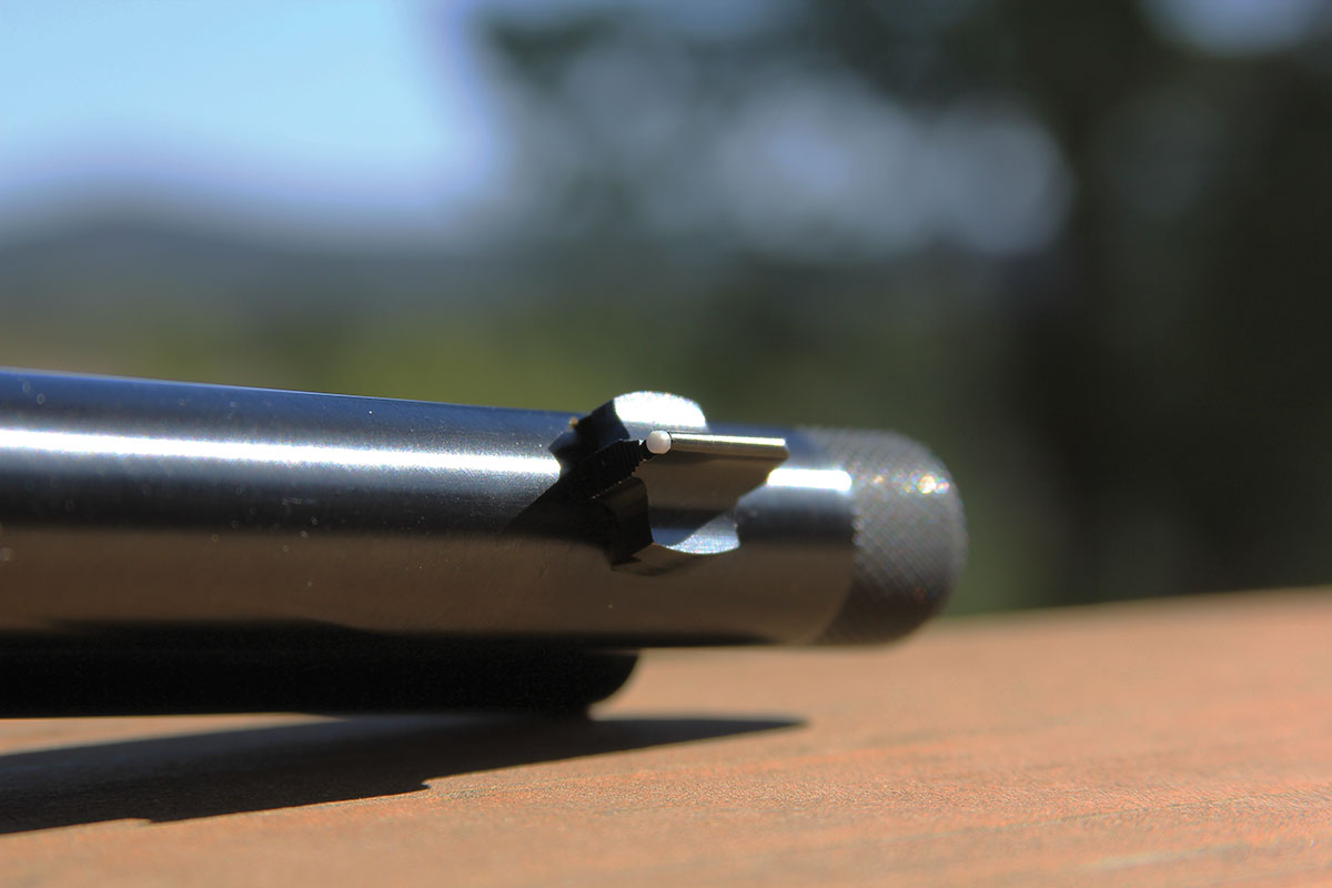 A white bead on the front sight makes target acquisition easy.